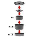 Black Aluminium Alloy Camping Pot Set 0.8mm Thickness THNH-03