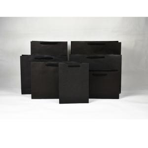 China Customizable Luxury Shopping Paper Bag Black Shopping Bag With Handle factory