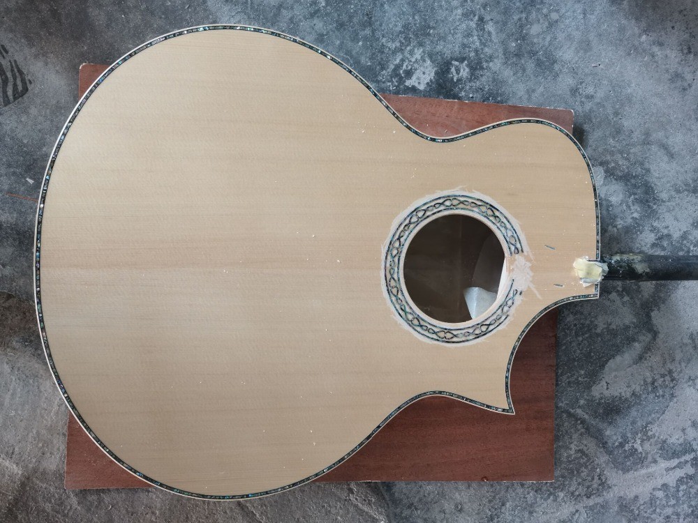 Custom Solid KOA Wood Top OM Body Shape Life Tree Inlay Acoustic Guitar Wood Pickguard