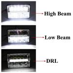 4X6" LED Headlights Kits High Low DRL Crystal Clear Sealed Beam For Jeep
