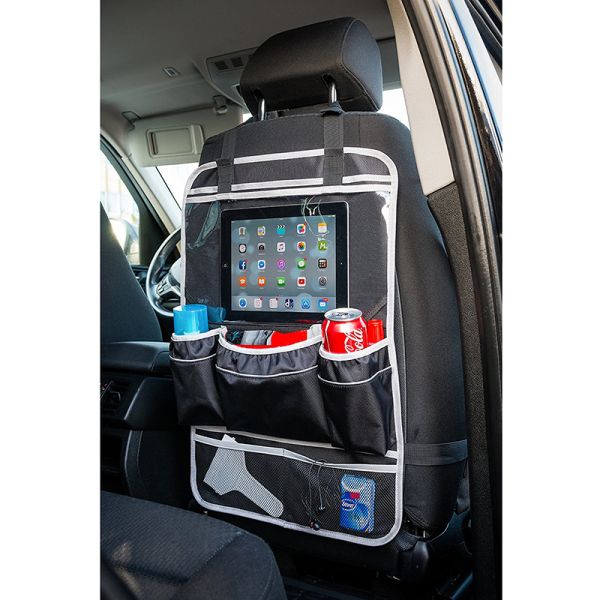 Tear Resistant Car Behind Seat Organizer With Touchscreen Friendly Tablet Holder