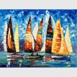 Abstract Sailing Ship Oil Painting by palette knife / Hand Painted Thick Oil