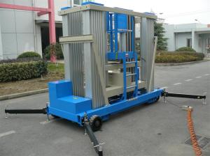 China Aluminum Alloy Push Around Vertical Mast Lift 22 M Motor Driven For Window Cleaning factory