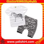 Fashion children zebra stripe short sleeve casual kids summer clothing sets