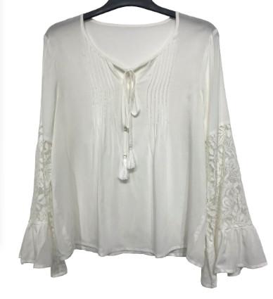 Beautiful White Fashion Ladies Blouse With Pin - Tuck Embroidered Design For