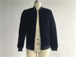 Mens Ink Velour Padded Bomber Jacket With Rib Trim Metal Zip Through TW70198