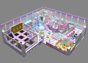 China Zipline Indoor Trampoline Park Playground Wipe Out Customized Colors factory