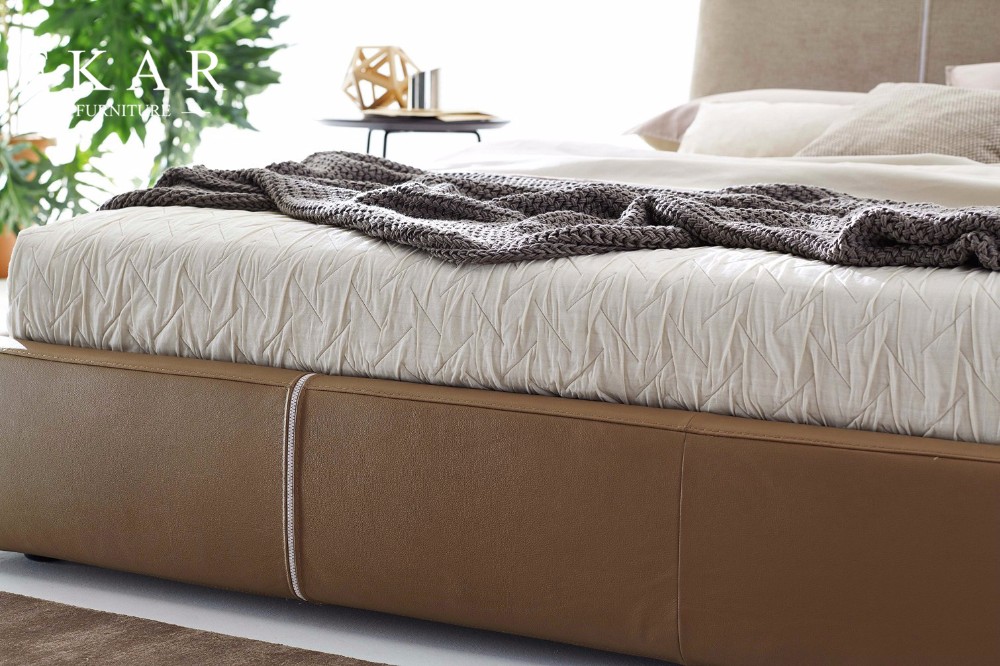 Grey Double Bed Design Furniture Upholstered Fabric Bed ZZ-BD009