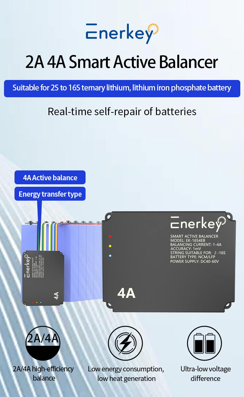 Enerkey 1A-2A Smart Active Equalizer Balancer for 15S/16S Lifepo4/Li-ion Battery