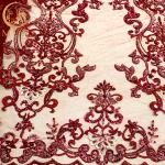 Shining Sequins Wedding Dress Lace Fabric 3D Heavy Beaded