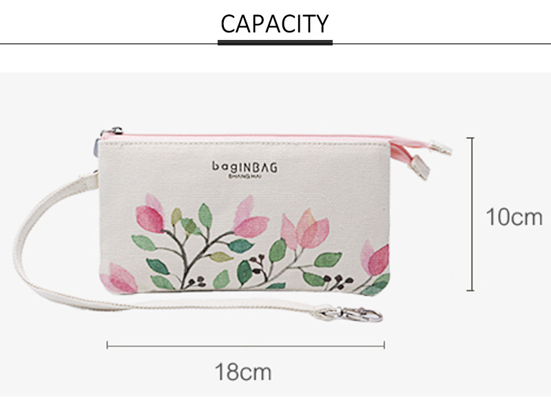 Waterproof Portable Cotton Canvas Zipper Pouch Bag