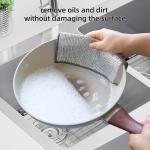 KILINE Single Layer Kitchen Scrubbing Dish Cloth Silver Wire Multipurpose Dish