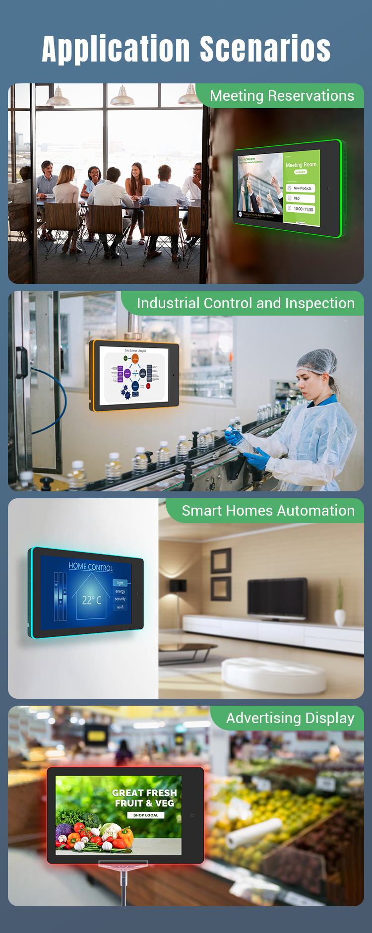 10.1 Inch Android Meeting Room Tablet with LED Light Bar Wall Mount