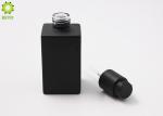 Matte Black Flat Shoulder Glass Pump Bottles 4 OZ For Foundation / Lotion