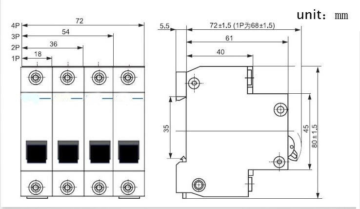 DC Mini Circuit Breaker Kampa dz47-63 Terasaki Mcb