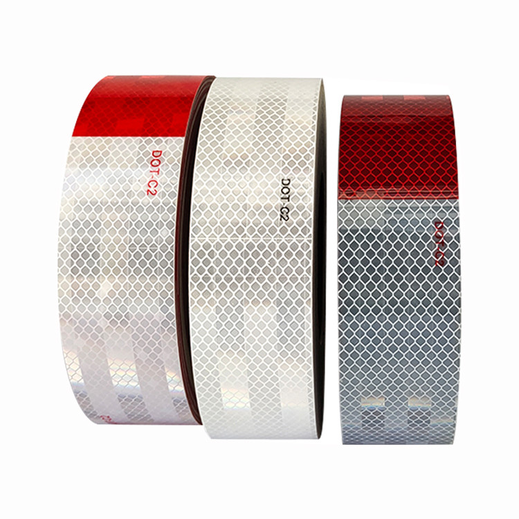 2 Inch Red And White Prismatic Reflective Caution Warning Tape For Trailers