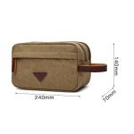 Men'S Vintage Leather Canvas Travel Shave Kit Bag