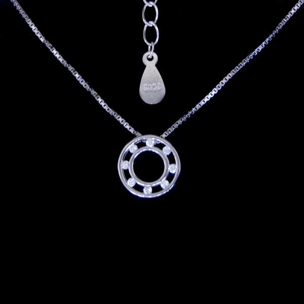 Real 925 Silver Cubic Zirconia Necklace Round Shape With Minimalist Style
