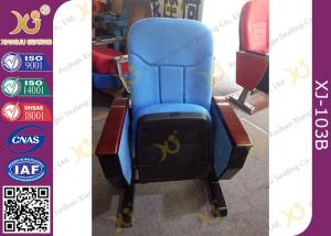 China Long-term Comfort No Floor Fixed Blue PP Back Conferece Hall Chairs With MDF Pad factory