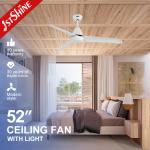 5 Speed 35W Modern 52 Inch Ceiling Fan With Light Remote Control