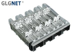 China Press Fit 1 X 4 Ports 10G SFP Cage Assembly Elastomeric Gasket With Light Pipe factory
