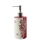 4 Pieces Bathroom Ceramic Accessories Set Red Painted Christmas Theme