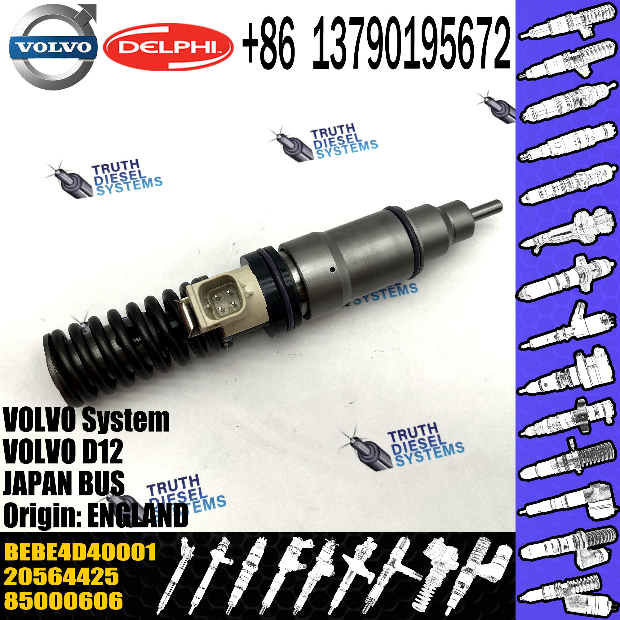 common rail injector 20430583 21582096 For Renualt injector for VOL FH12 FM12 D12D diesel fuel injector 20430583