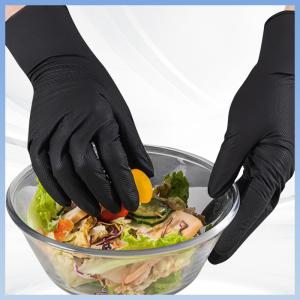 China Black Orange Diamond Pattern Disposable Nitrile Gloves Waterproof Industrial Construction Gloves factory