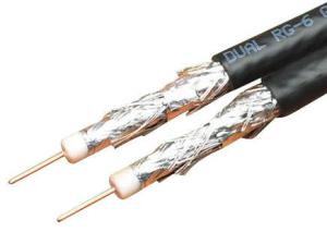 China Dual RG6 Quad Shield Coax Cable , Siamese Coaxial Cable18 AWG CCS Conductor factory