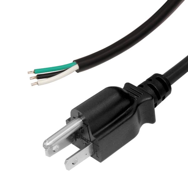 Usa NEMA 5-15P To Stripped Replacement Open End Power Cord With Us Male