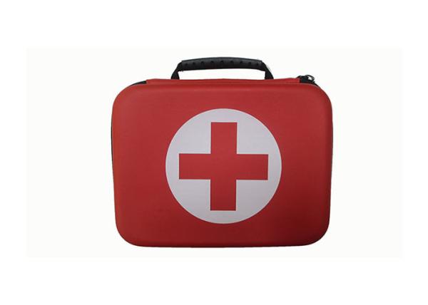 First Aid Custom EVA Case Red Waterproof Smooth PU Fabric 220*170*68 MM with