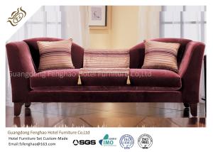 China Wine Red Fabric Velvet Hotel Lobby Sofa Three Seat Classical In Fabric Upholstered factory