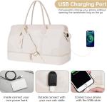 Large Size Beige Weekender Overnight Bag Hospital Travel Carry On Tote