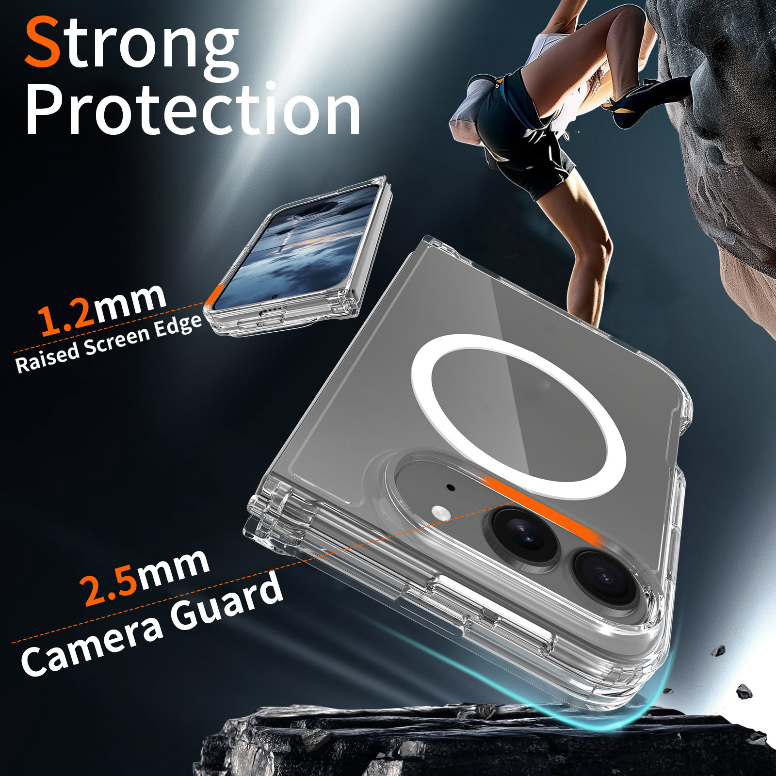 Laudtec Hard Pc Clear Phone Cases Shockproof Mobile Case Strong Magnetic Lightweight Custom Logo Oem for Iphone 18 Fold Sjk1119