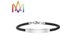 8g Arc Shaped Mens Custom Engraved Leather Bracelets