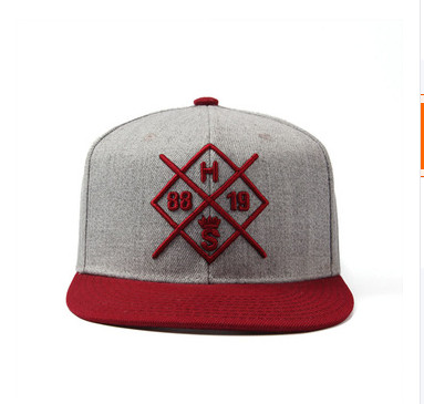 100% polyster Custom Snapback 3D Embroidery customize snapback hats wholesale size56-58cm grey