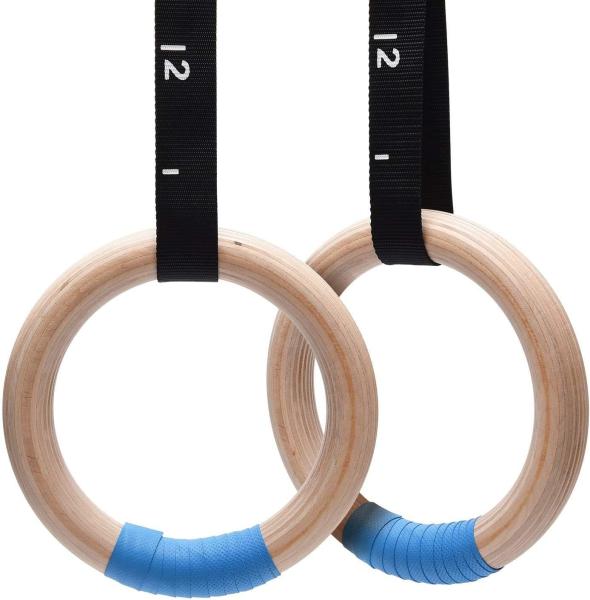 Wholesale Double Circle Wood Gymnastics Rings 1500lbs Adjustable Cam Buckle 14