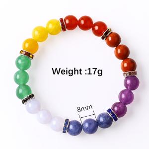 China Women Natural Stone Chakra Gemstone Bracelet 22.05inch/56cm factory