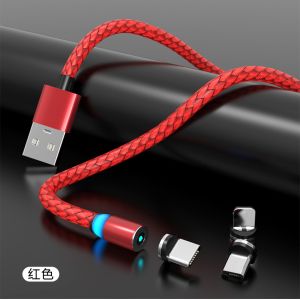 Customized Type C 3 In 1 Magnetic USB Cable 2.4A LED For Mobile Phone