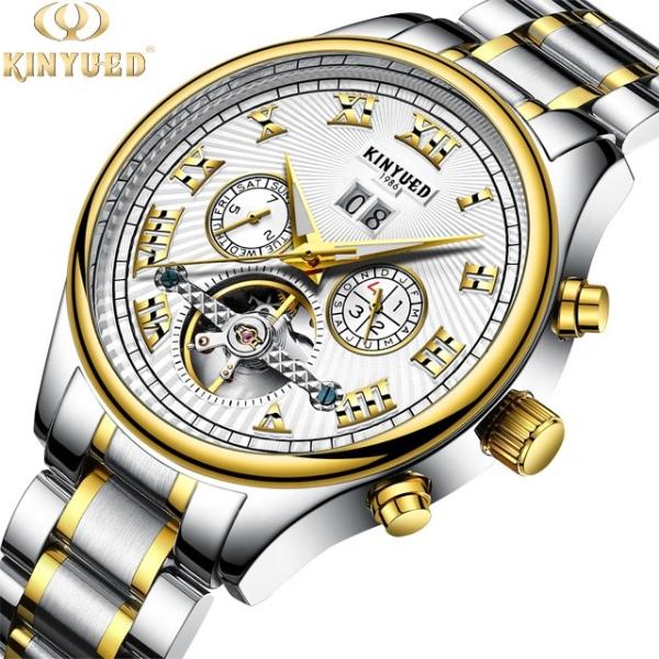 KINYUED Brand Two-Tone Gold Silver Case Automatic Movement Solid Stainless Steel