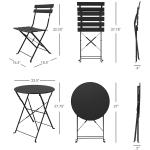 3 Piece Steel Folding Table and Chairs Set Perfect for Outdoor Patio Balcony or