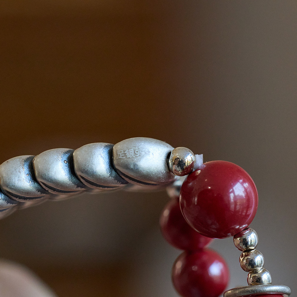 New Cinnabar Beads On Single Loop For Fashion Charm Bracelets Simple Design For Jewelry Crafts jasper Loose Natural Stone Beads Custom Red Cinnabar
