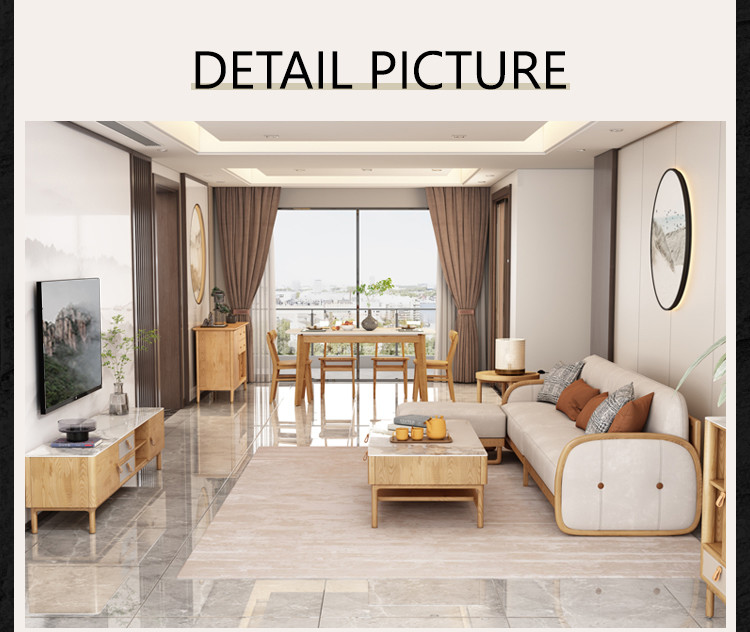 Multi Functional Hotel Lobby Furniture Nordic Simple Solid Wood Fabric Sofa