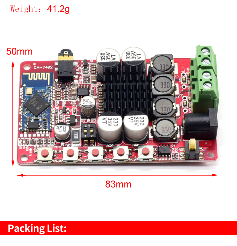 CA-7492 TDA7492P 5.0 BT 50W*2 Linear Home Amplifier Board Wireless Digital Audio Receiver Module for DIY Electronics