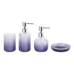 Glass Bathroom Accessories Set Luxury Ombre Blue Round Shape Diamond Pattern
