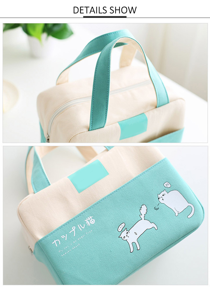 Portable Children Waxed Canvas Insulated Cooler Lunch Box
