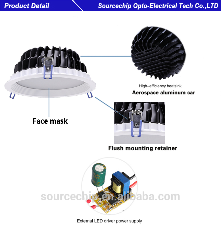 8 inch recessed led down light / 24W LED downlight supply