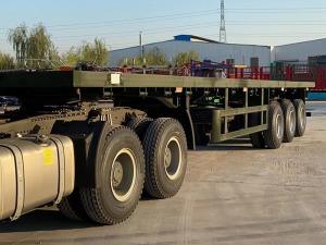 China 3 Axles Flatbed Semi Truck Trailer 40FT Container Transport Platform factory
