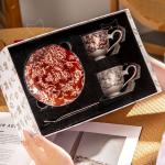 Flower Design Ceramic Valentine Gift Set For Girls 200 Ml Cup And Saucer With