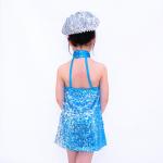 Adult Jazz Dance Wear Full Sequin Halter Neck Dress With Matching Hat